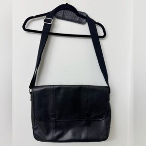 Cole Haan Wayland black pebbled leather Messenger Bag